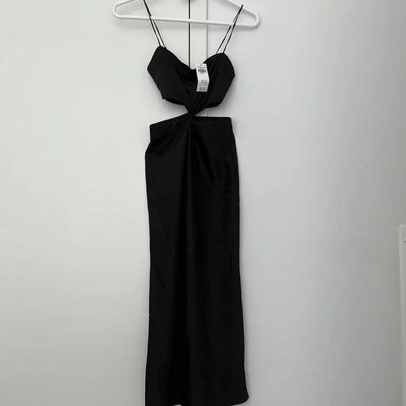 Abercrombie & Fitch | Dresses | Abercrombie Side Cutout Midi Slip Dress Xxs  Petite Black | Poshmark